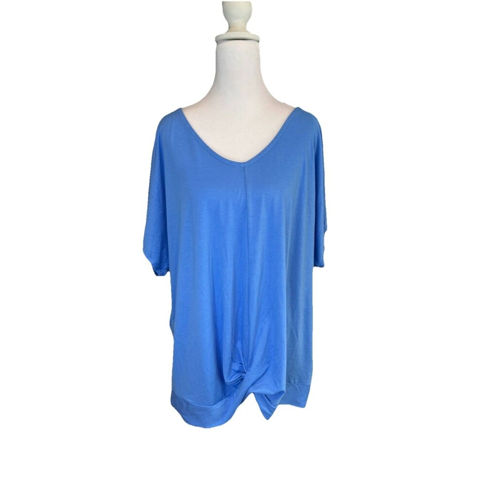 Sonoma Goods Maternity Top Size XXL Blue Wrap Front Dolman Short Sleeve NWT